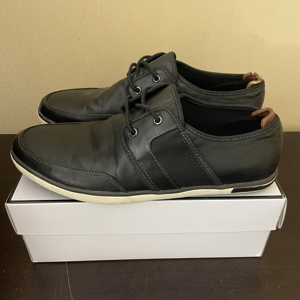 Call It‎ Spring Mens Black Faux Leather Mesh Casual Sneakers Low Top Shoes